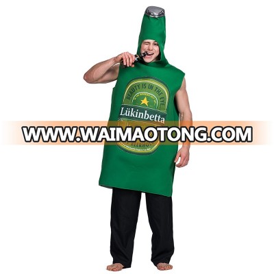 hot seller funny Carnival party jumpsuit beer bottle mascot costume for adult men